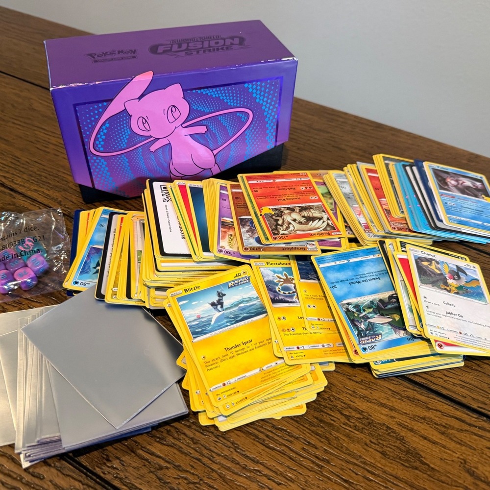 Pokemon Card LotMixed Fusion Strike Mew ETB Dice Sleeves with box